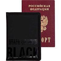 Обложка д/паспорта deVENTE "State of Mind Black" 1030401 кож.зам.,поролон,10*14см,выб.лак,3отд.д/виз