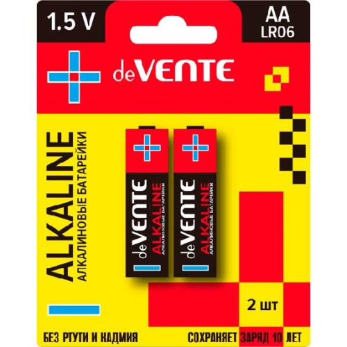Батарейка deVENTE "Alkaline" 9010102 алкалиновая,AA,LR06,1,5В,2шт/блист.